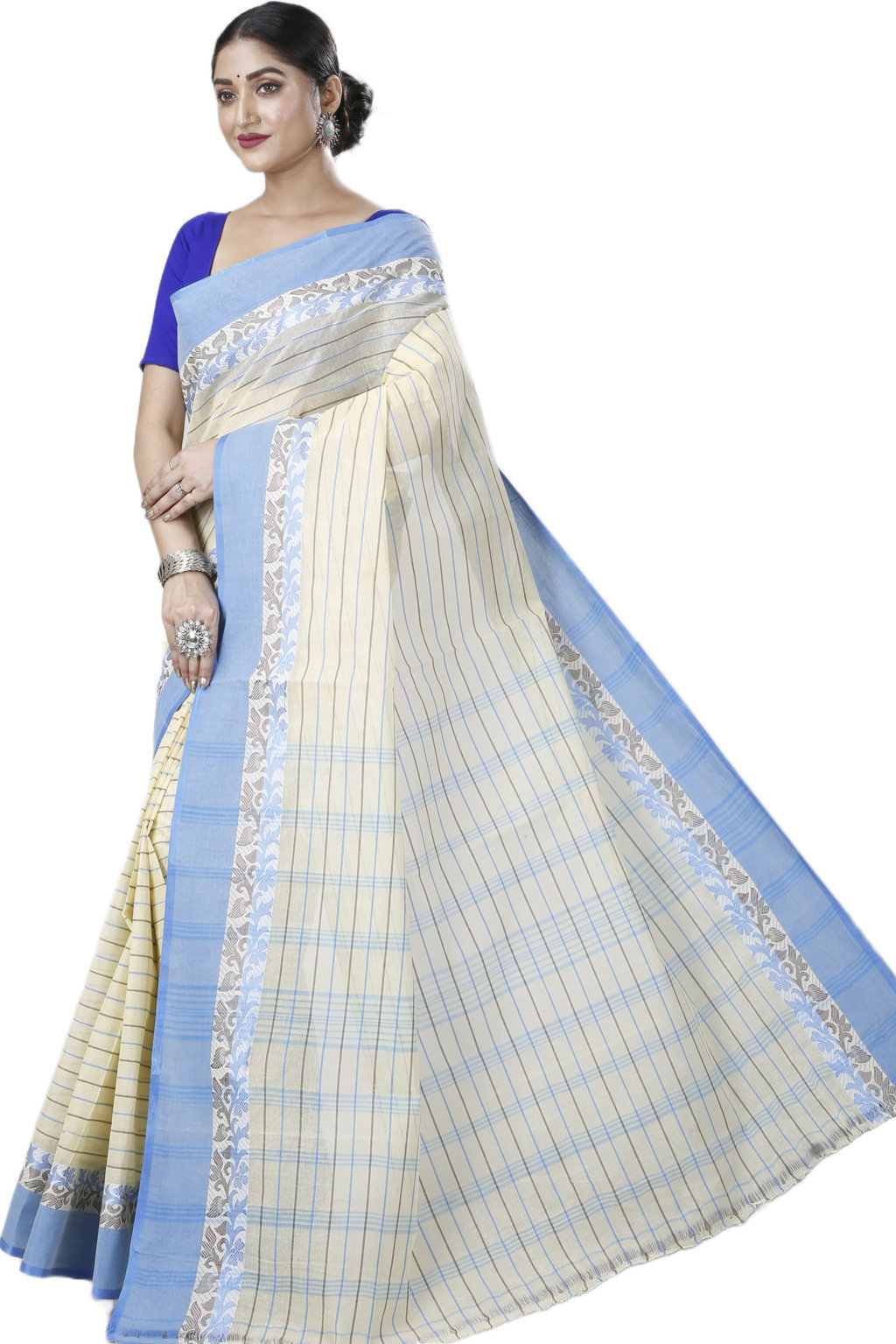 Sky Blue Pure Cotton Subha Tant Saree (1084)
